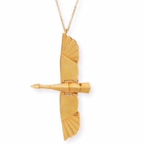 Lele Sadoughi Gold Folding Crane Pendant Necklace - Picture 5 of 8